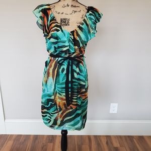 Green print dress